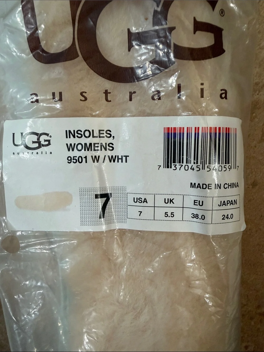 NWT Women's Sheepskin Insoles - Natural Beige